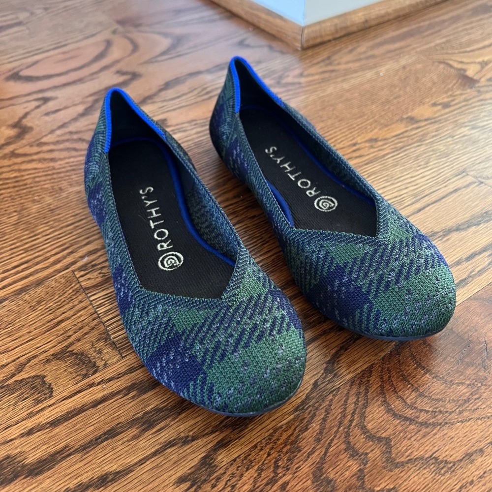 Rothys The Flat Flats in Discontinued Forest Tartan Plaid Color Way Womens 8 - Picture 6 of 15